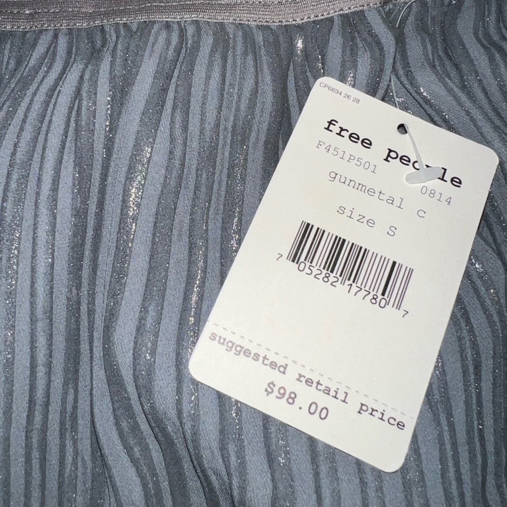 FREE People gunmetal miniskirt, slip, metallic, s/p - Picture 6 of 8